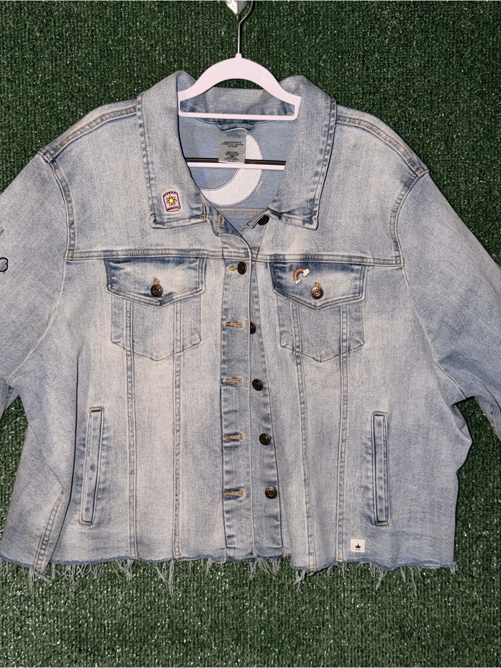 Disney Tangled Light Wash Denim Jacket with Pin Details 3X